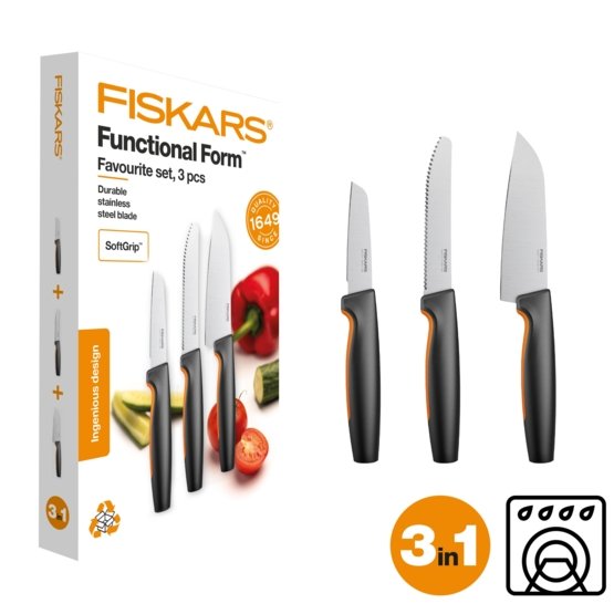 FISKARS - Súprava obľúbených nožov 3 ks Functional Form