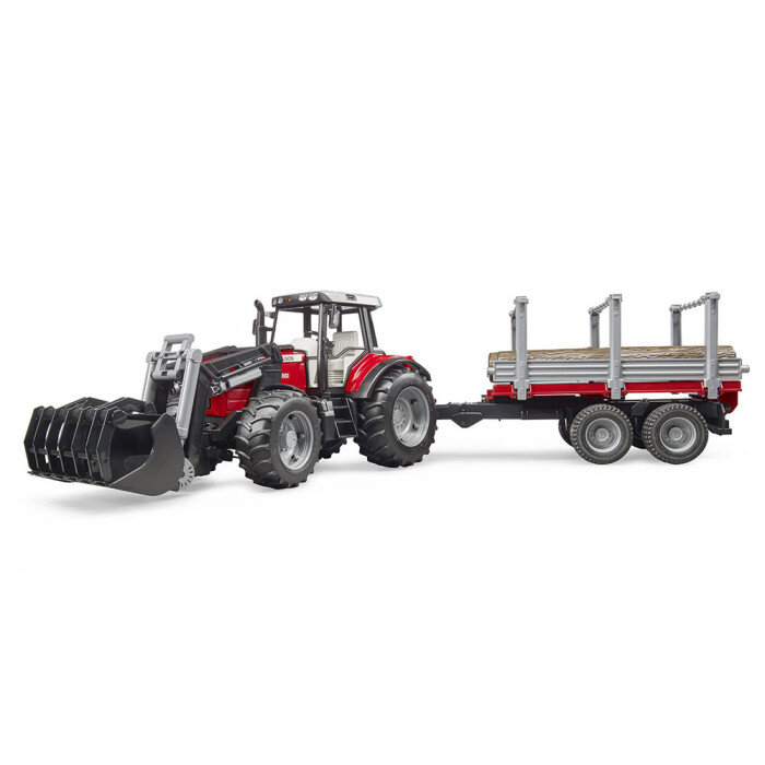Detská hračka - Massey Ferguson 7480 s čelným nakladačom a prepravníkom dreva - Bruder 2046
