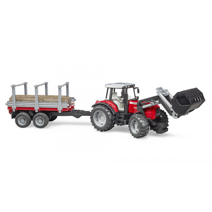 Detská hračka - Massey Ferguson 7480 s čelným nakladačom a prepravníkom dreva - Bruder 2046