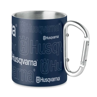 Husqvarna - Nerezový hrnček s karabinou